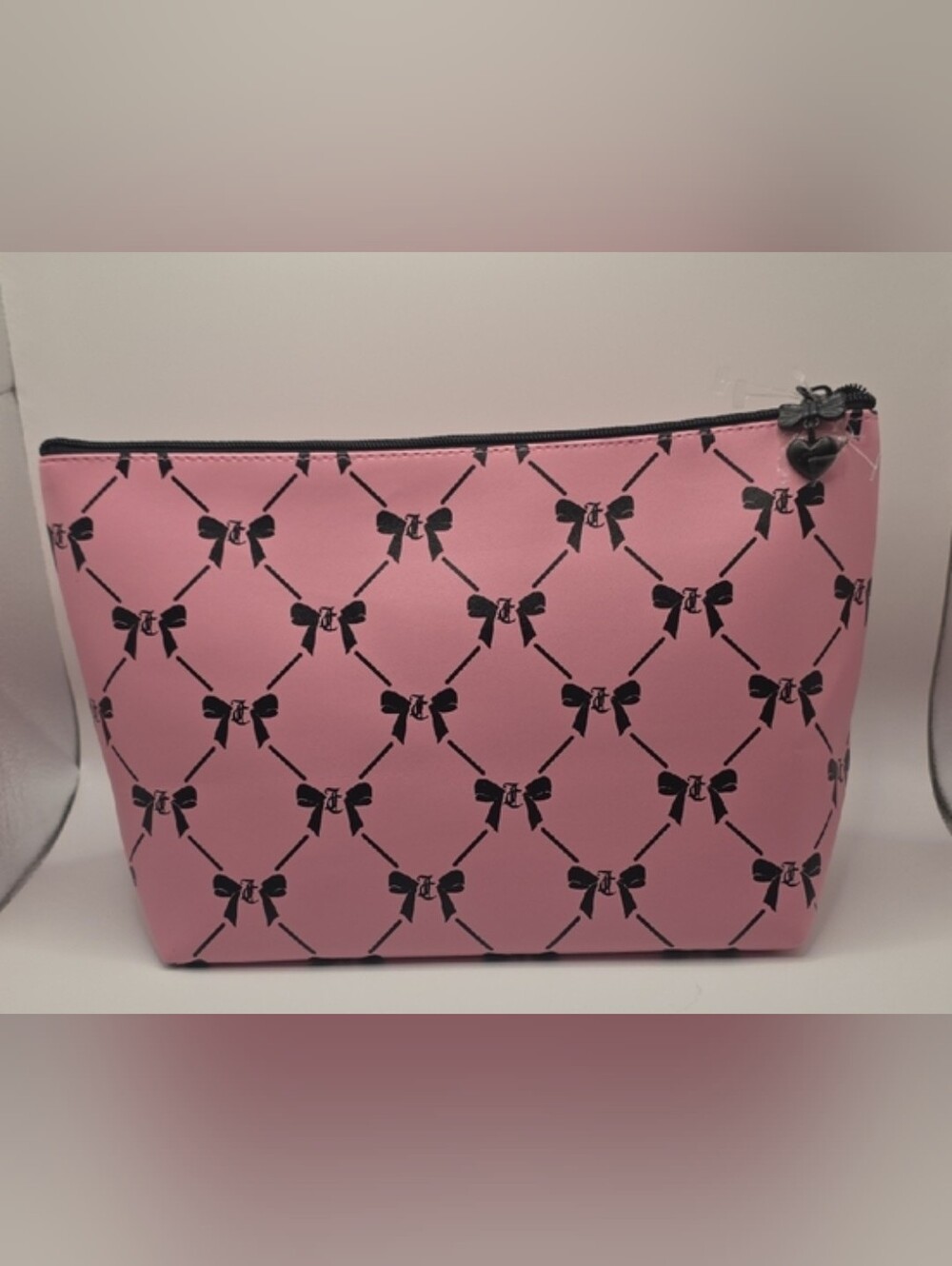 Juicy Couture Pink Cosmetic Pouch with Black Bow Print - Picture 3 of 8